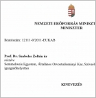 A Dr. Szabolcs Zoltán kinevezéséről szóló okirat részlete.